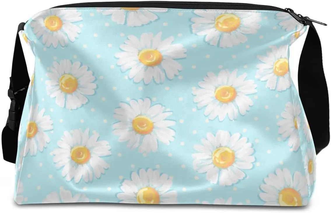 Daisys Print Small Gym Bag for Men Women Workout Sport Duffle Bag Waterproof Weekender Overnight Bag Lightweight Carry on Tote Bag Crossbody Shoulder Travel Bag for Swim Yoge Dance