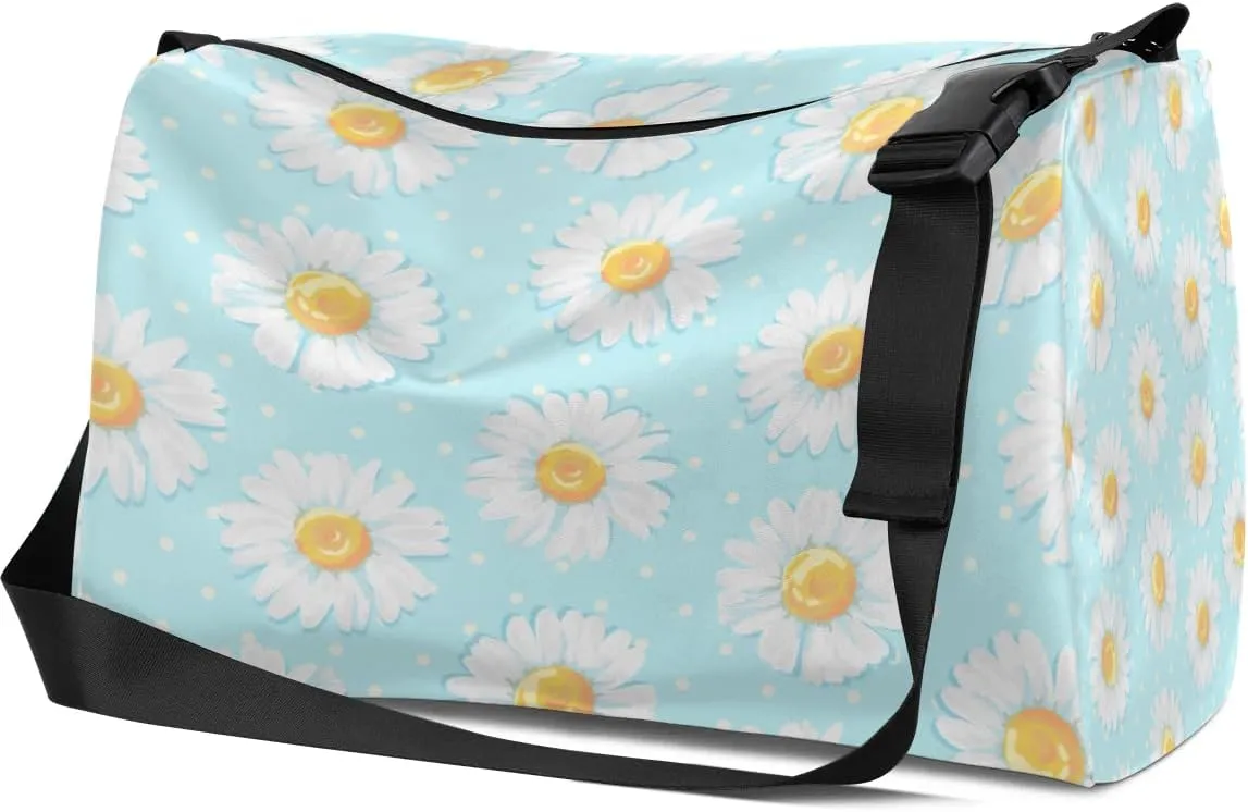 Daisys Print Small Gym Bag for Men Women Workout Sport Duffle Bag Waterproof Weekender Overnight Bag Lightweight Carry on Tote Bag Crossbody Shoulder Travel Bag for Swim Yoge Dance