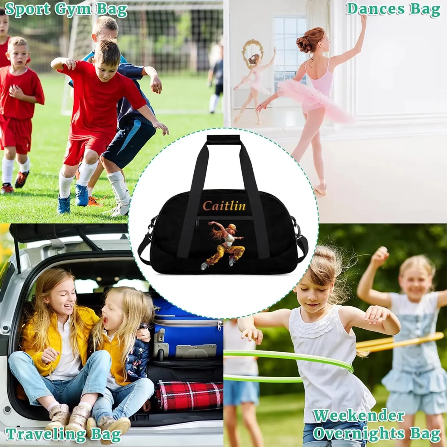 Dance Duffle-Bag for Teens Girls,Custom Hip-Hop-Bag for Dancer,Carry-on Lightweight for Travel-Duffle,Overnight,Workout Hip-hop Dance Yellow