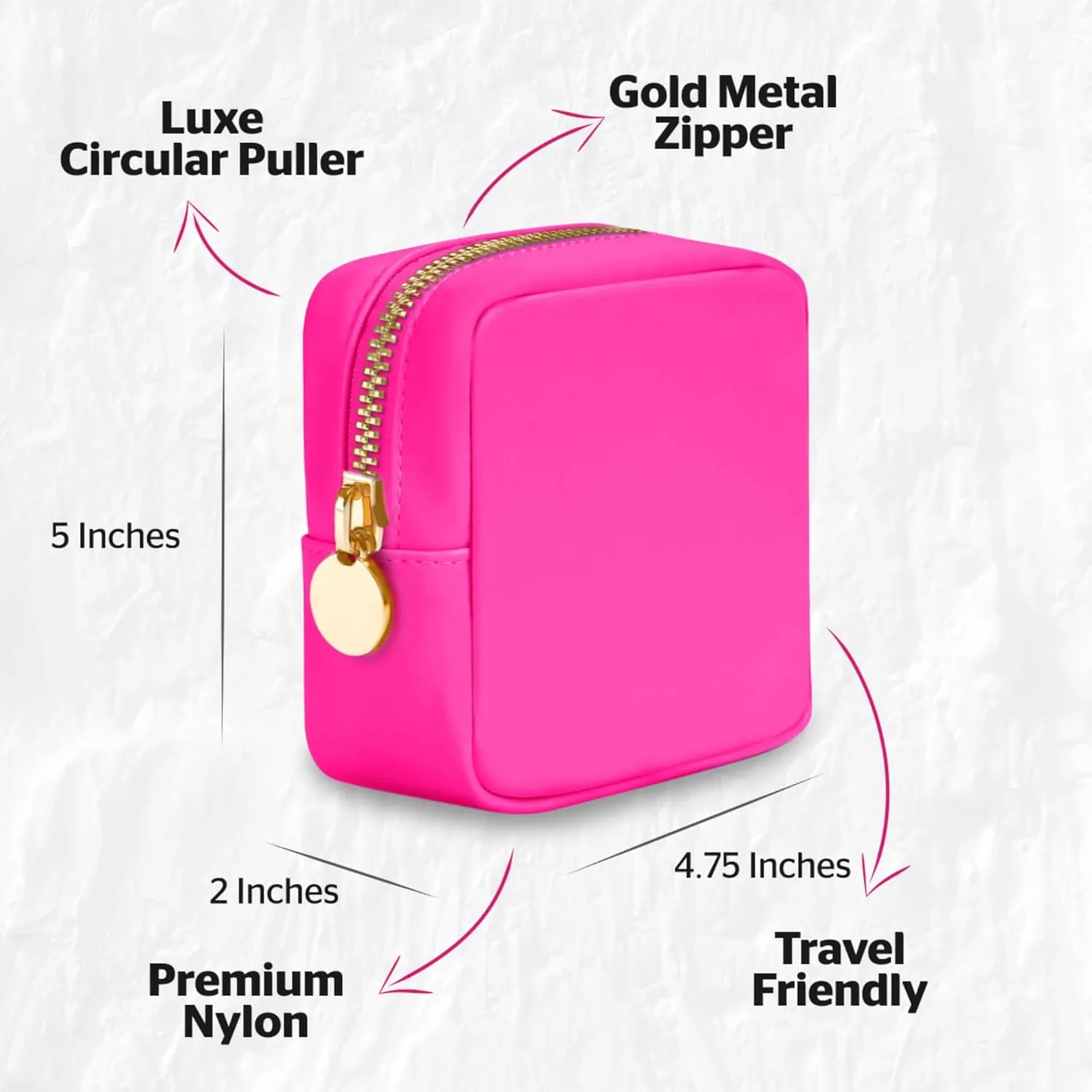 DANCOUR Nylon Makeup Bags for Women Large Preppy Travel Toiletry Pouch Cosmetic Bag Makeup Organizer