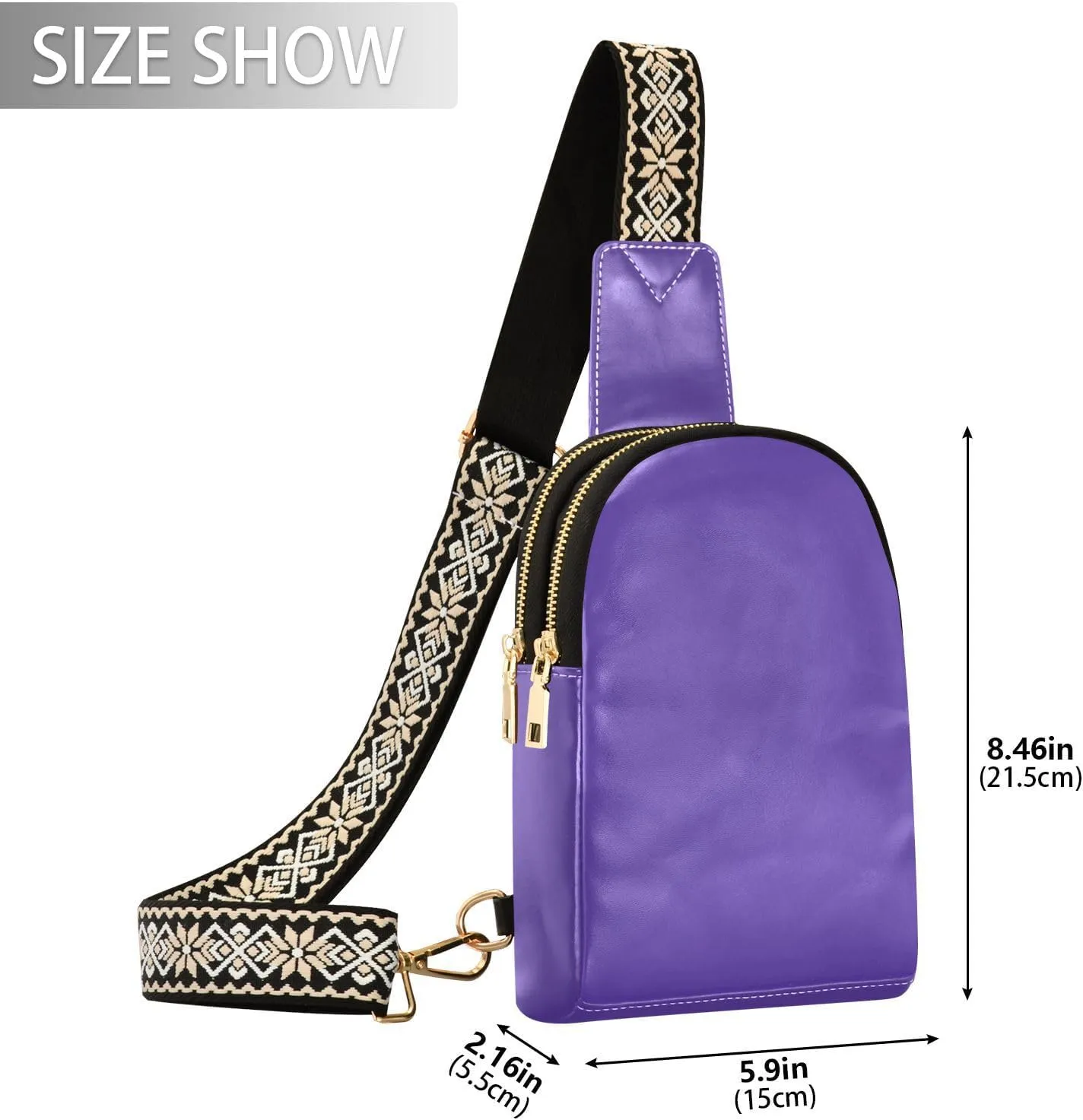 Dark Purple Crossbody Sling Bag for Women Men Leather Chest Bags Purse Adjustable Cross Body Daypack for Workout Outdoors Travel