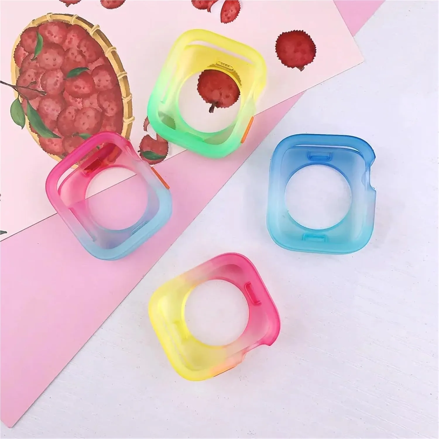 DASEB Candy Color Case For Apple Watch Cases 40MM 41MM 44MM 45MM Soft Silicone Transparent Protective Bumper For iWatch Series 9/8/7/6/5/Se Cases