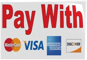 Decal Stickers Multiple Sizes Pay with Visa MasterCard Red Industrial Vinyl Safety Sign Label Business 36x24Inches