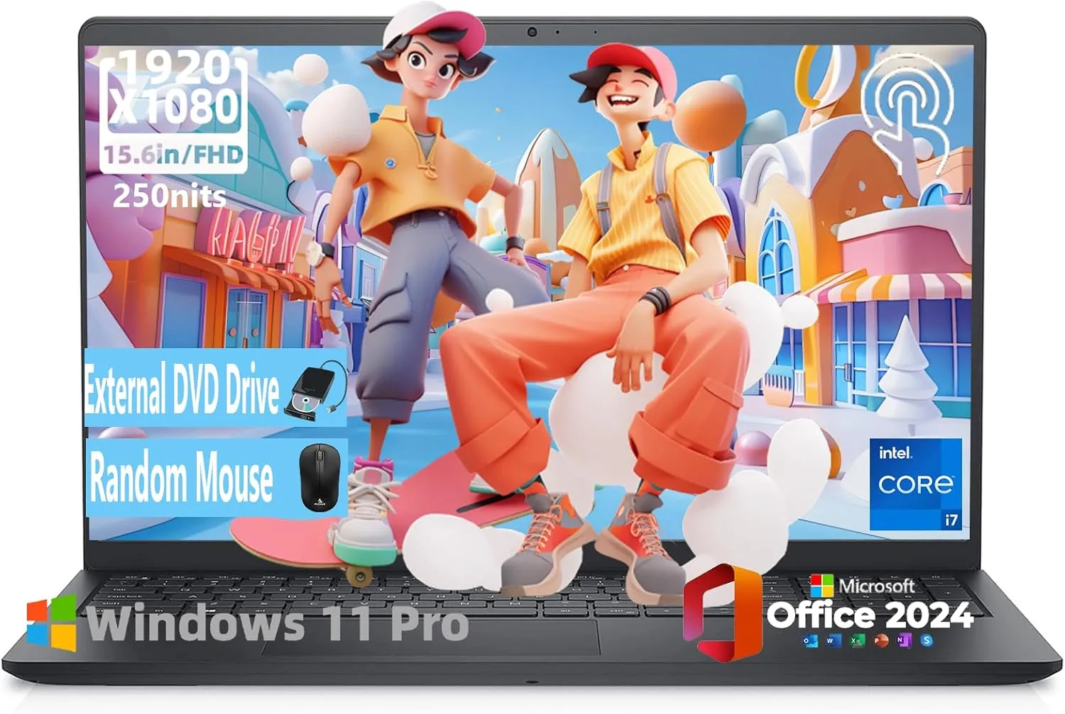 Dell Inspiron 15 3530 Touchscreen Laptop Computer - MS Office 2024 Lifetime for Business, 15.6'' FHD, 13th Gen Intel 10-Core i7-1355U GPU, Numeric Keypad, w/DVD Drive, Win11 Pro(64GB RAM, 2TB SSD)