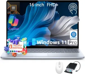 Dell Inspiron 16 Touchscreen Premium Laptop - 16" FHD Display, AMD Ryzen 7-8840U, Backlit Keyboard, Fingerprint Reader, w/DVD Drive, Win11 Pro, Lifetime MS Office (64GB RAM DDR5| 2TB SSD)