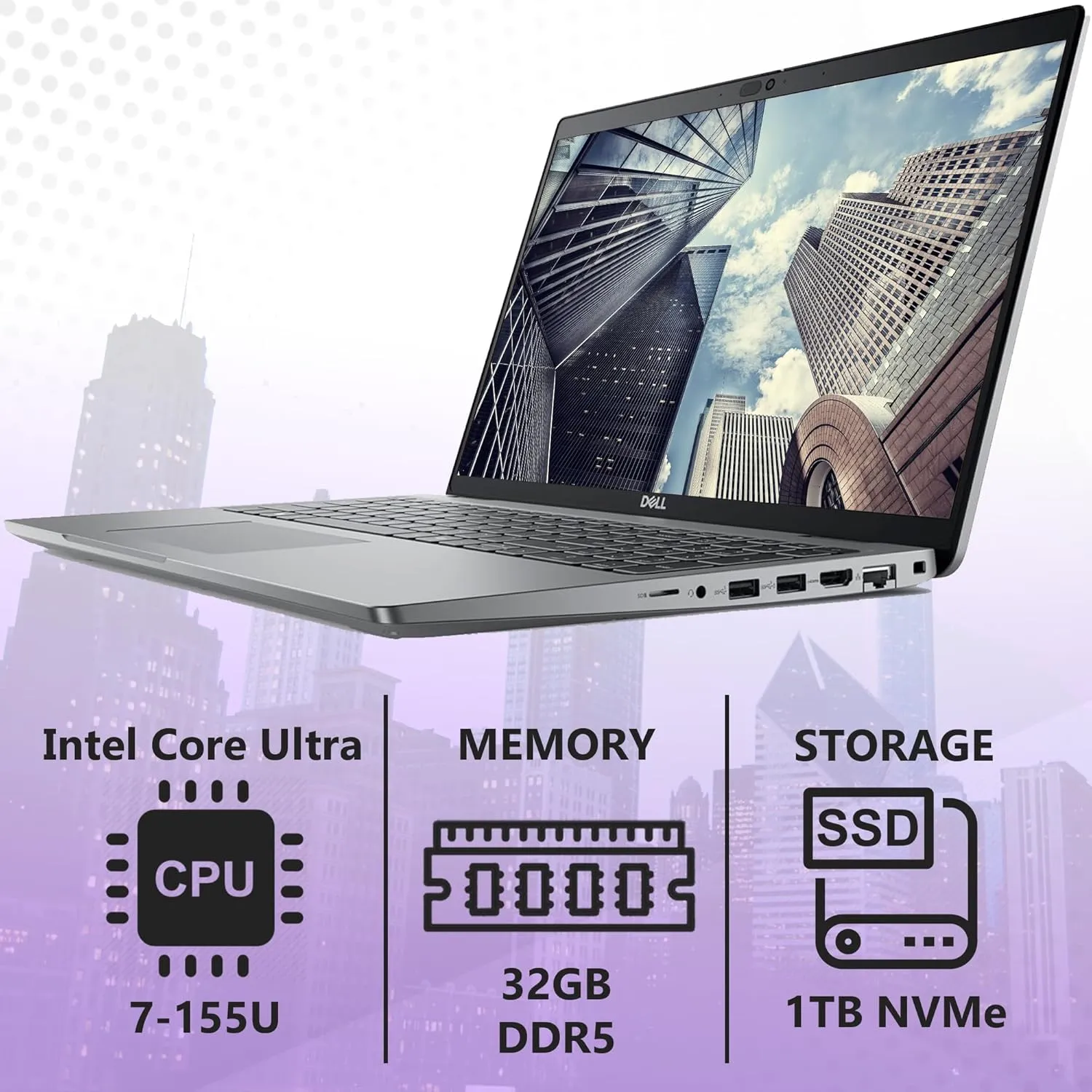 Dell Latitude 5550 Business Notebook 15.6" FHD Intel Ultra 7-155U (Beats i7-1355U), 32GB DDR5 RAM, 1TB NVMe, Wi-Fi 6E, BT, Backlit Keyboard, HD Webcam, RJ-45, Win 11 Pro