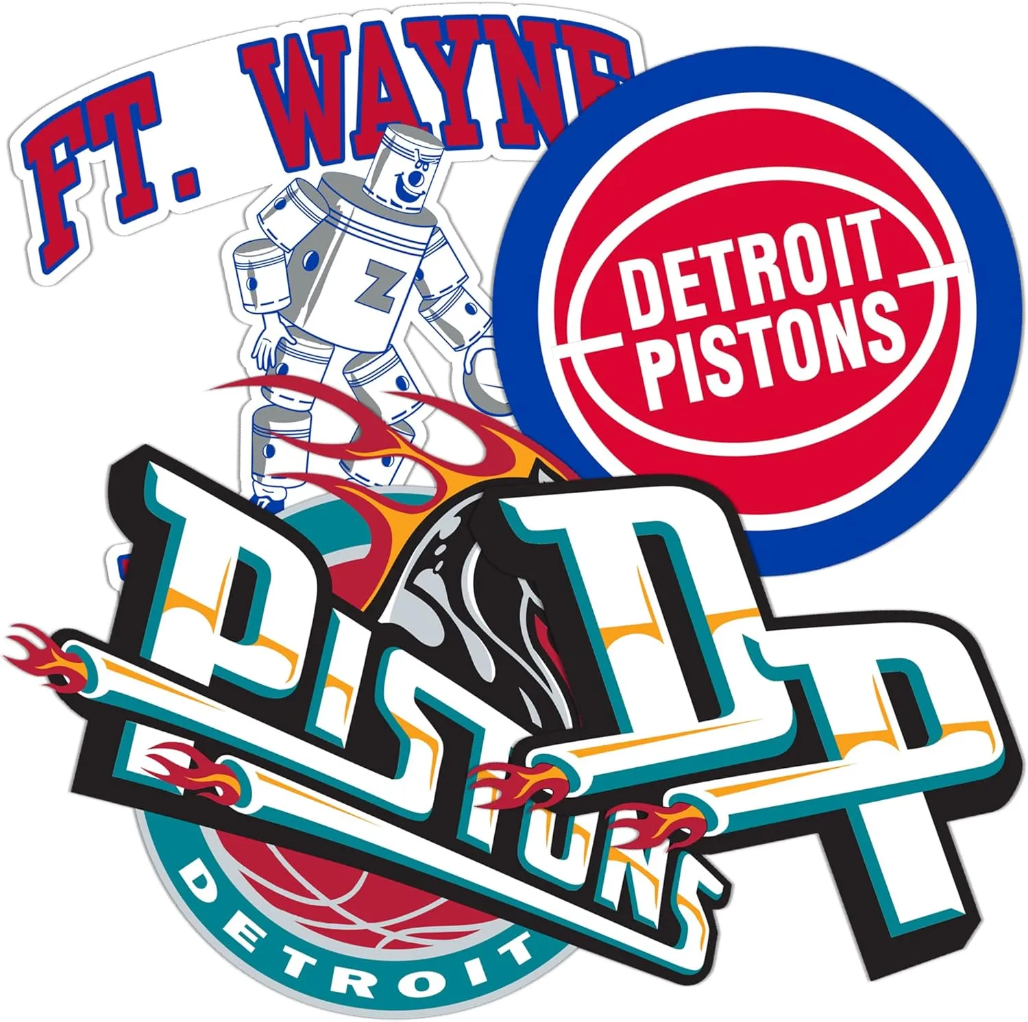 Desert Cactus Detroit Pistons Sticker NBA Officially Licensed Vinyl Decal Laptop Water Bottle Car Scrapbook (Vintage Sheet)