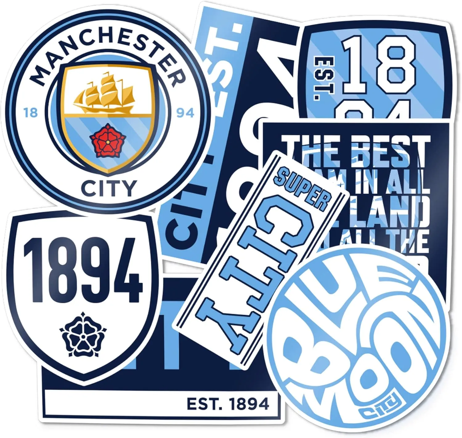 Desert Cactus Manchester City Stickers Man City MCFC Sheet Vinyl Football Soccer Premier League Decal Laptop Water Bottle Car Scrapbook Sheet (Type 2)