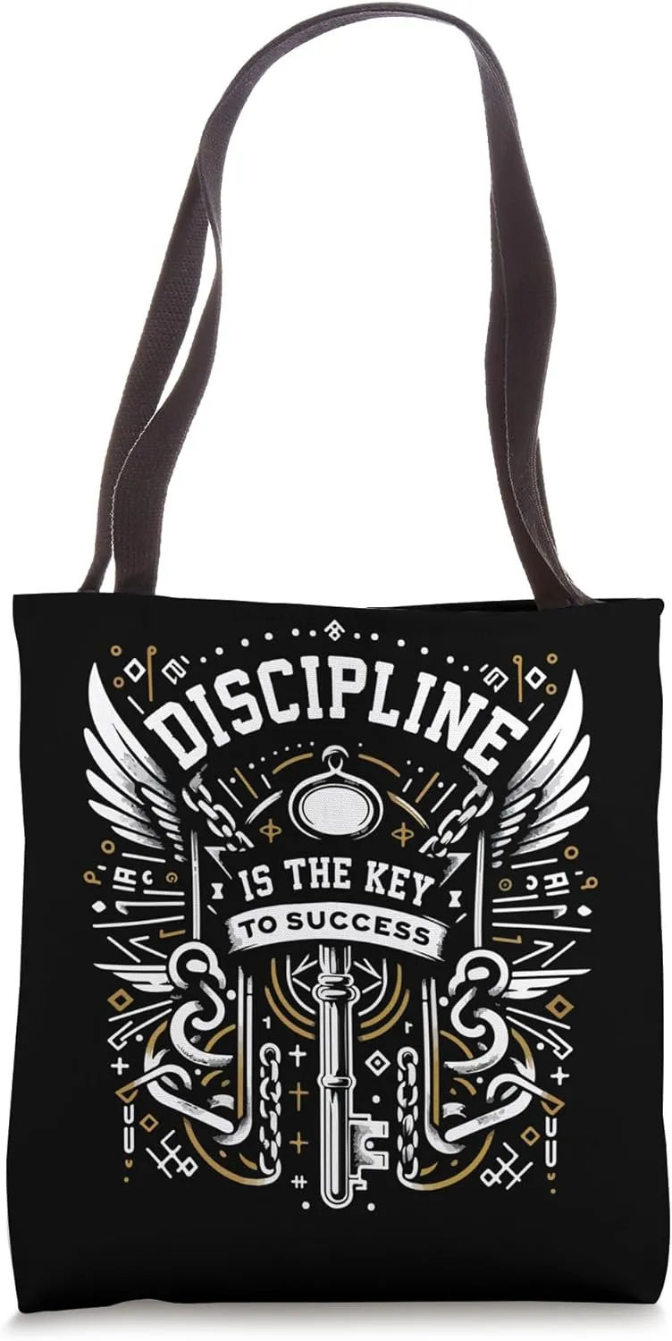 Discipline Is The Key To Success, Gym, Hustle, Motivational Tote Bag