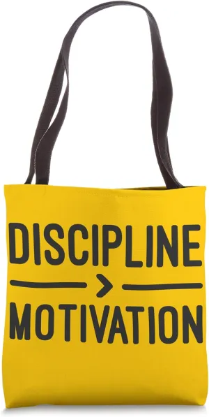 Discipline vs Motivation, Gym, Hustle, Success, Motivational Tote Bag
