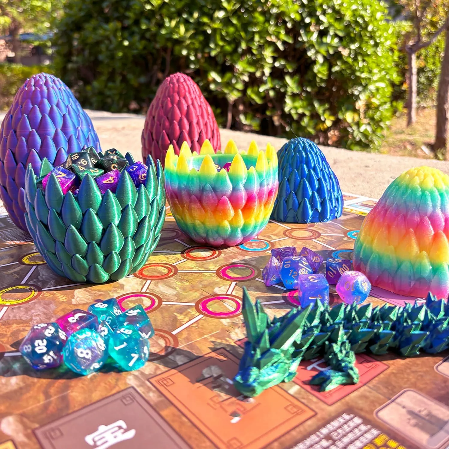 DND Dice Set (7 Pieces) and 3D Printed Dragon Egg, Fidget Toys, Surprise Egg and Polyhedral Dice Set With Gift Box, Playing Game for RPG DND MTG