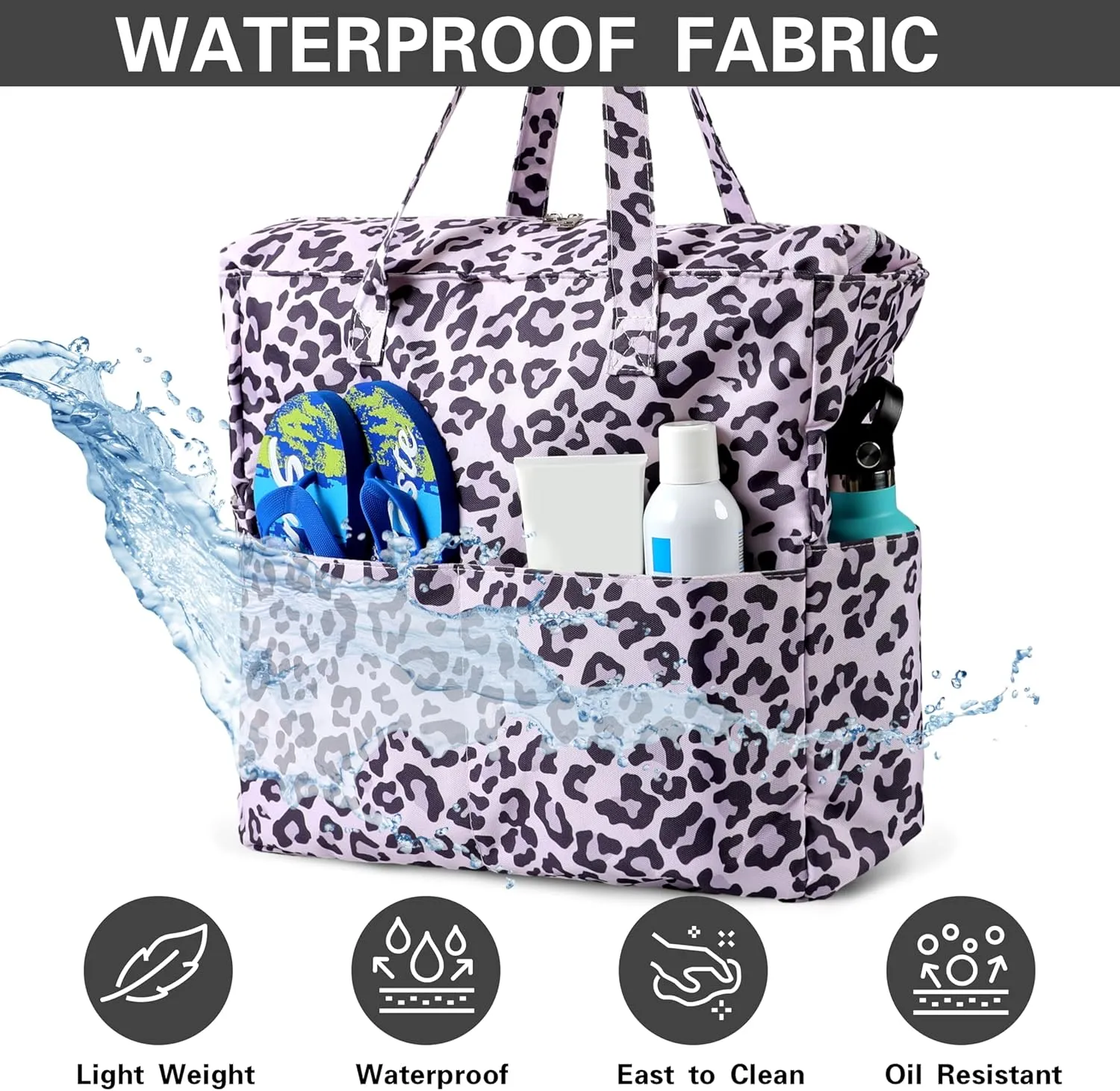 DOFOWORK Beach Bags for Women - Large Beach Bag Tote with Wet Pocket, Waterproof Sandproof with Zipper