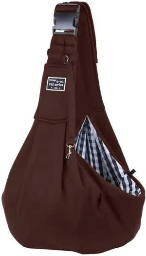Dog Sling Bag Pet Carrier Dogs One Shoulder Bag with Adjustable Shoulder Strap Pet Cross-Body Bag Coffee