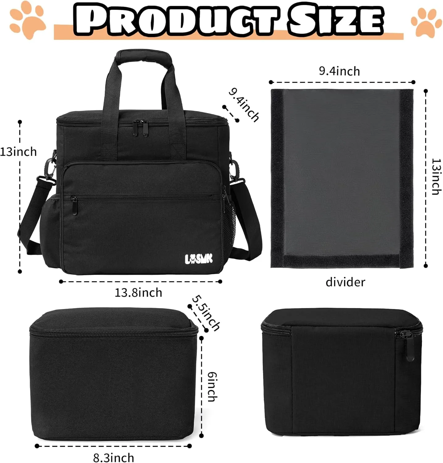 Dog Travel Bag, Airline Approved Tote Organizer, Travel Dog Backpack with Multi-Function Pockets for Dog Stuff & Pet Supplies Travel Essentials，Black with Bowl(BLUE&ORANGE)