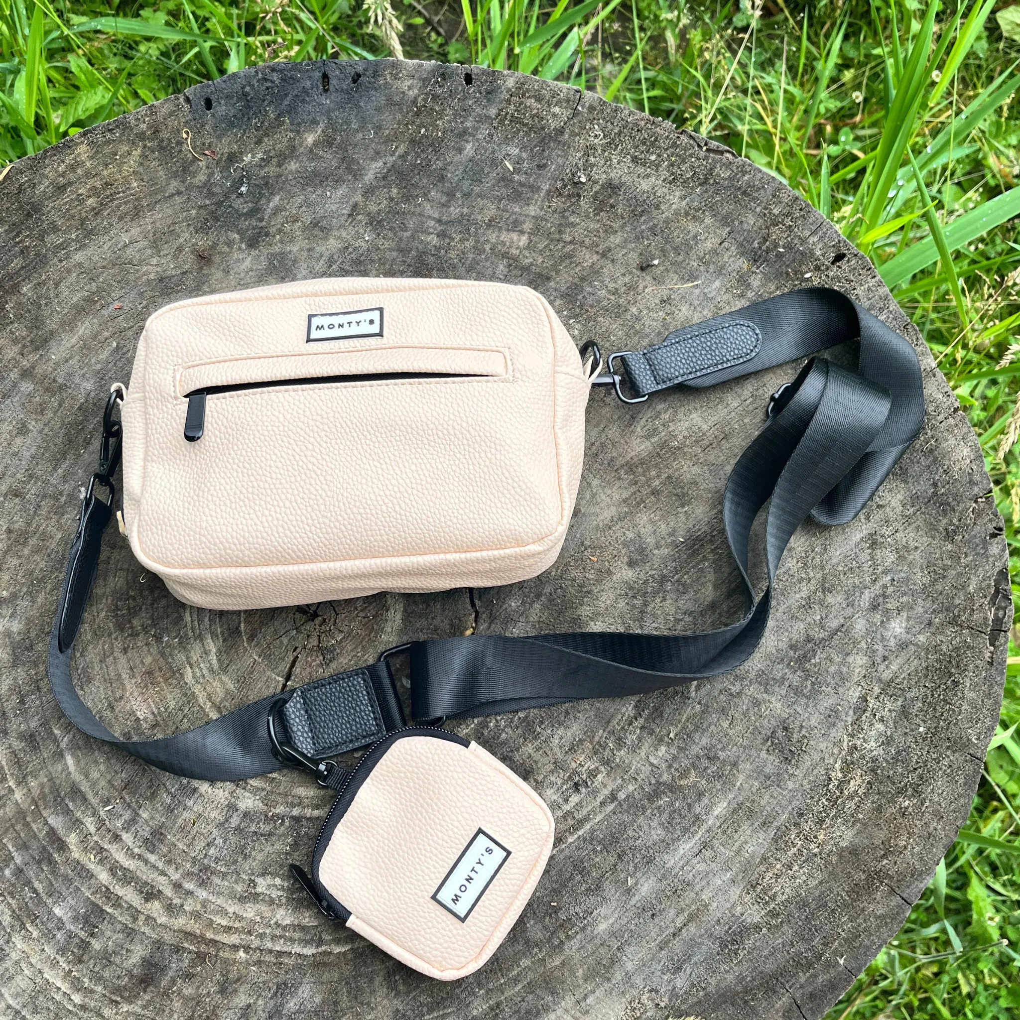 Dog Walking Crossbody Bag with Treat Pouch and Poop Bag Dispenser