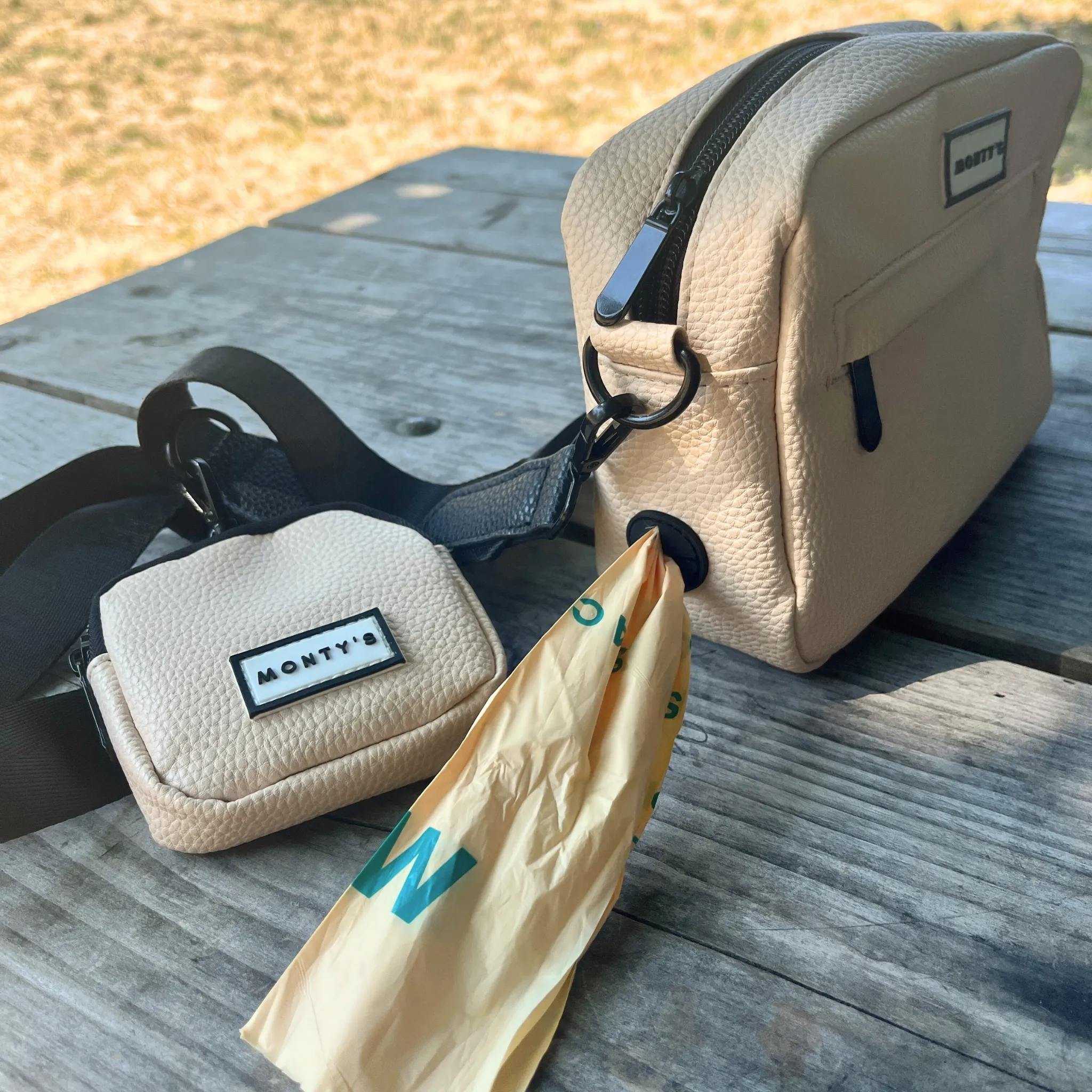 Dog Walking Crossbody Bag with Treat Pouch and Poop Bag Dispenser