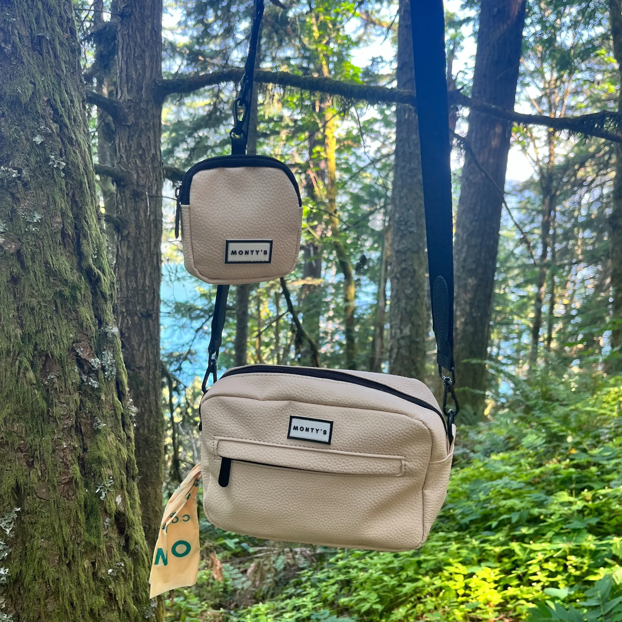 Dog Walking Crossbody Bag with Treat Pouch and Poop Bag Dispenser