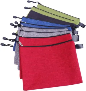 DOITOOL 10Pcs Oxford Cloth Zipper Pouch Document Storage Bags for Office Organization and Portable File Pouches Random Colors for Stationery and Travel