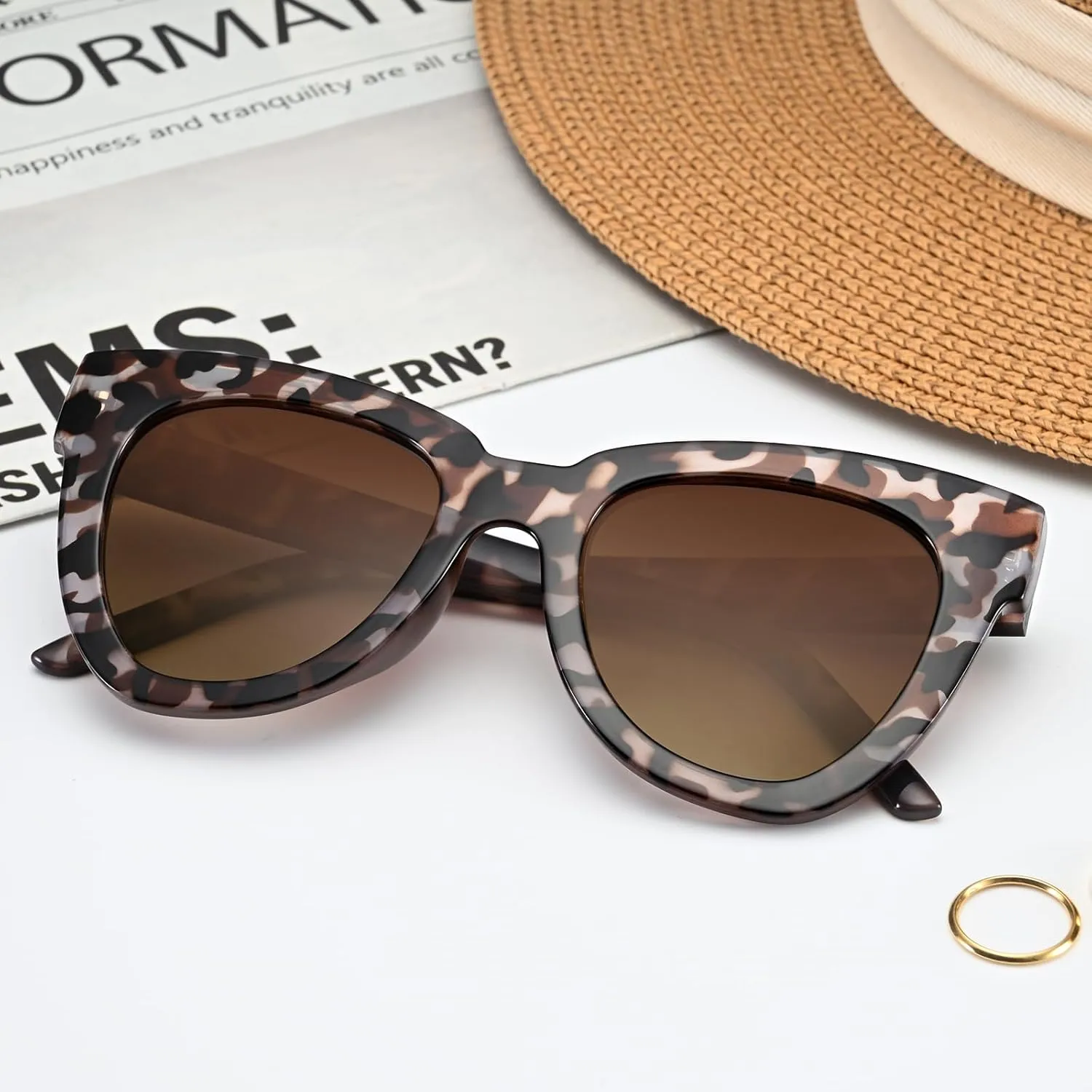 Dollger Retro Cat Eye Sunglasses Women Men Vintage Square Tortoise Shell Fashion Cateye Sunglasses