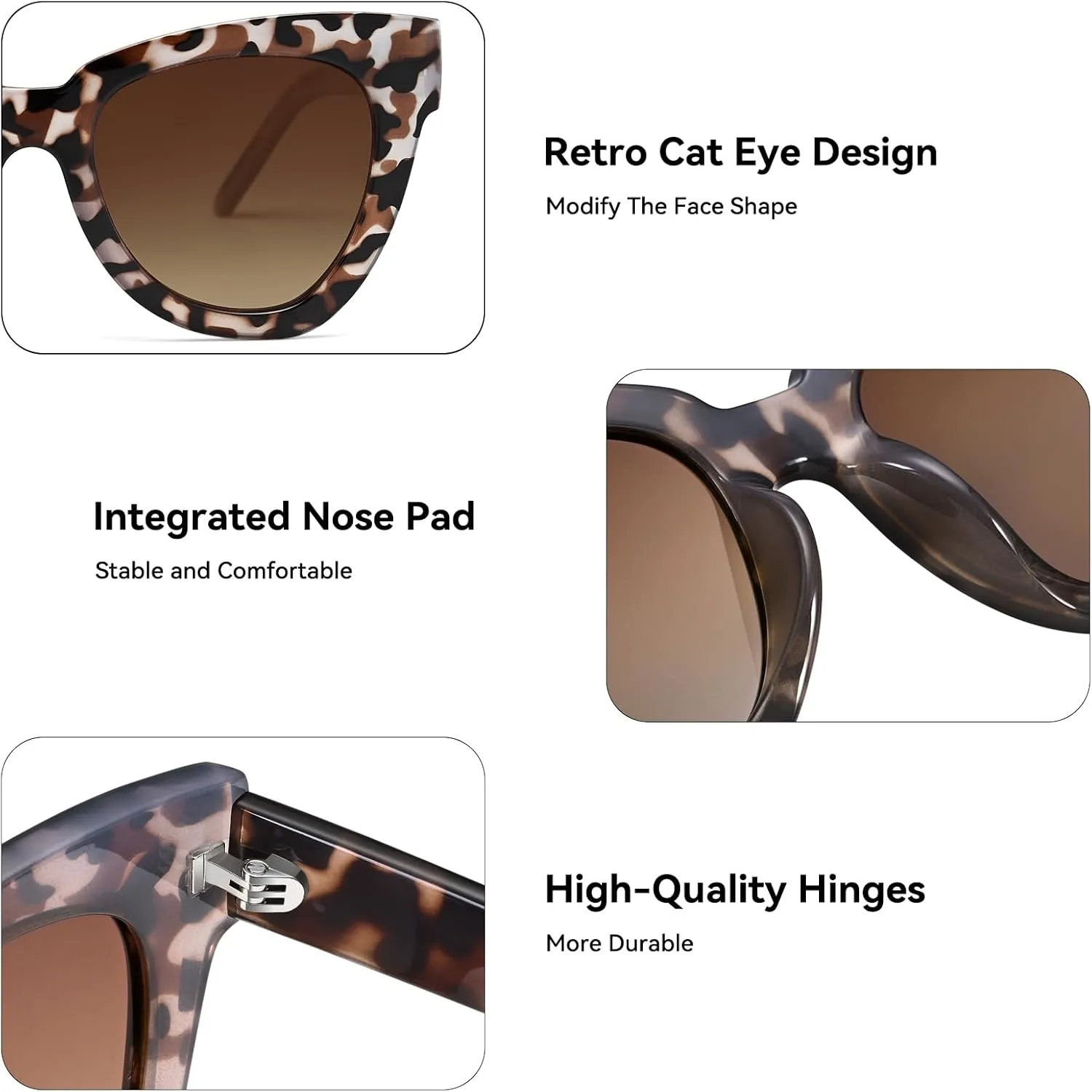 Dollger Retro Cat Eye Sunglasses Women Men Vintage Square Tortoise Shell Fashion Cateye Sunglasses