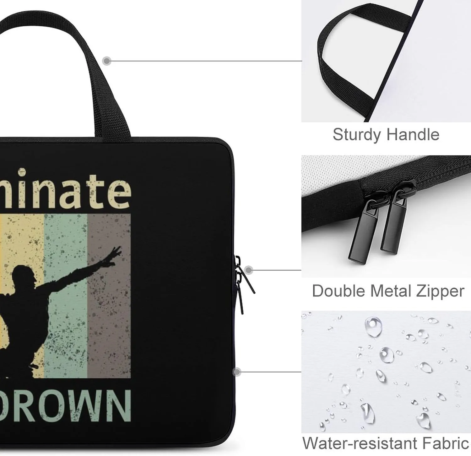 Dominate Or Drown Water Polo Laptop Bag Laptop Case Computer Messenger Bag with Adjustable Shoulder Strap