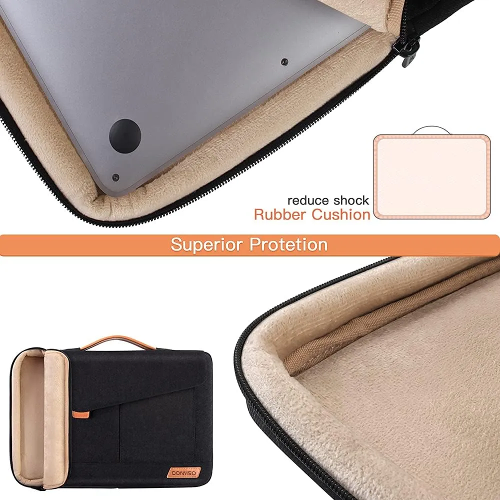 DOMISO 13 Inch Laptop Sleeve Bag Water Resistant Business Briefcase Carrying Shoulder Bag for Acer Aspire/Swift, ASUS Vivobook/Zenbook 14, Black