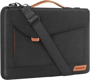 DOMISO 13 Inch Laptop Sleeve Bag Water Resistant Business Briefcase Carrying Shoulder Bag for Acer Aspire/Swift, ASUS Vivobook/Zenbook 14, Black