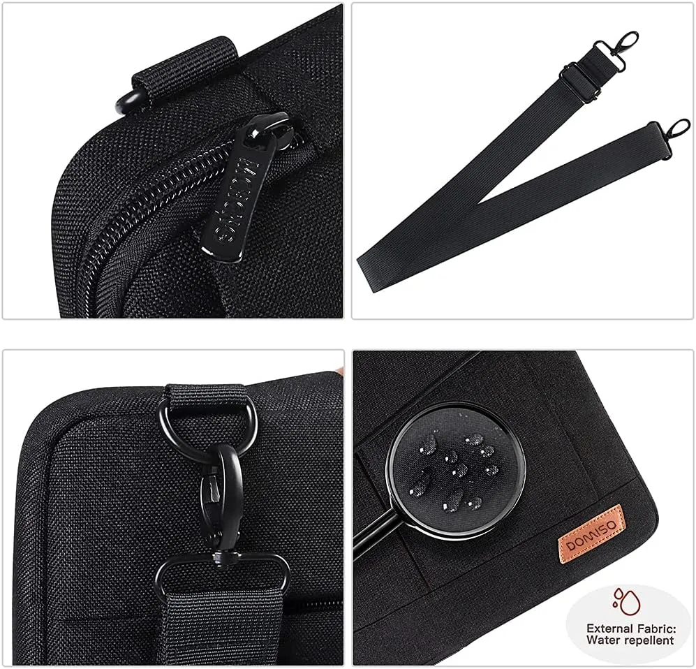 DOMISO 13 Inch Laptop Sleeve Bag Water Resistant Business Briefcase Carrying Shoulder Bag for Acer Aspire/Swift, ASUS Vivobook/Zenbook 14, Black