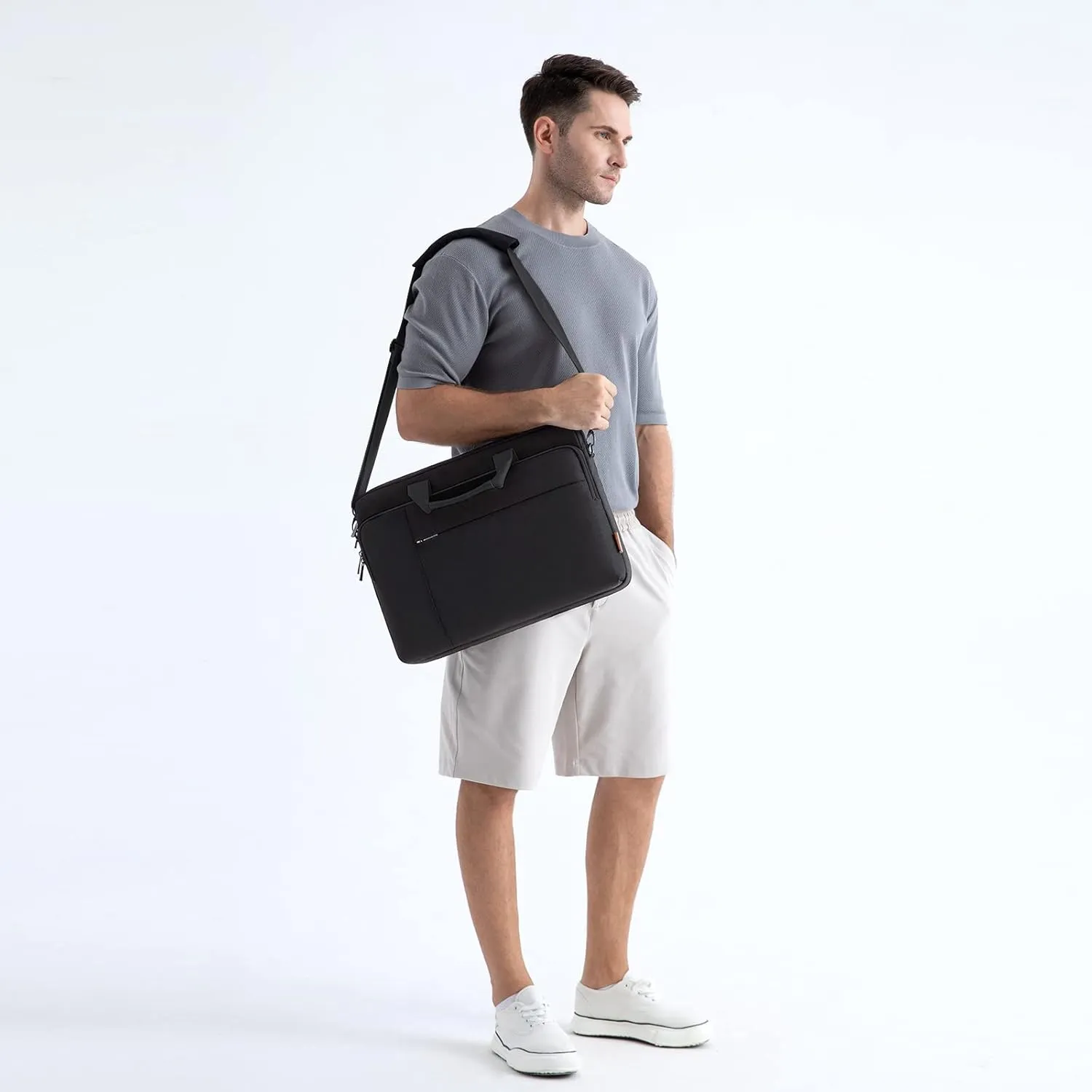 DOMISO 14 inch Laptop Bag Business Briefcase Water-resistant Notebook Messenger Shoulder Bag for 14" MacBook Pro/Lenovo IdeaPad ThinkPad/HP Stream 14 Chromebook 14/ASUS ZenBook,Black