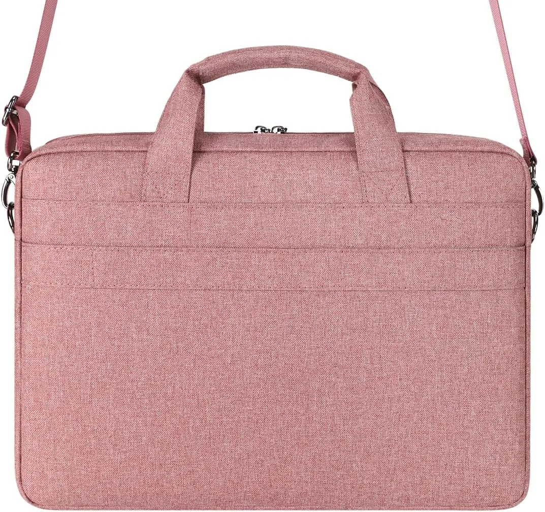 DOMISO 15.6 inch Laptop Bag Business Briefcase Water-resistant Notebook Messenger Shoulder Bag for 15.6" ASUS ZenBook Chromebook 15/HP Pavilion 15 Envy 15/Lenovo Ideapad ThinkPad/Dell Inspiron,Pink