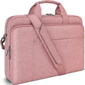 DOMISO 15.6 inch Laptop Bag Business Briefcase Water-resistant Notebook Messenger Shoulder Bag for 15.6" ASUS ZenBook Chromebook 15/HP Pavilion 15 Envy 15/Lenovo Ideapad ThinkPad/Dell Inspiron,Pink