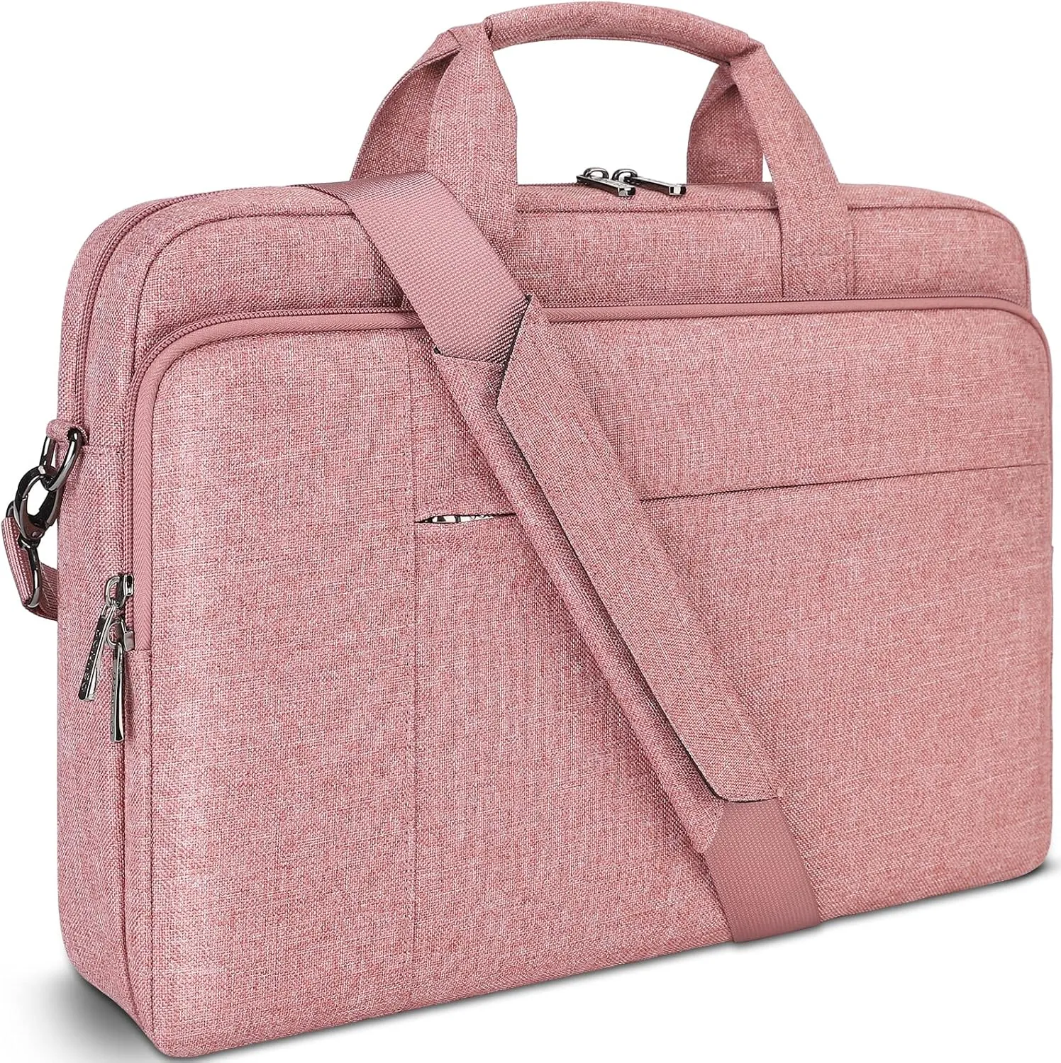 DOMISO 15.6 inch Laptop Bag Business Briefcase Water-resistant Notebook Messenger Shoulder Bag for 15.6" ASUS ZenBook Chromebook 15/HP Pavilion 15 Envy 15/Lenovo Ideapad ThinkPad/Dell Inspiron,Pink