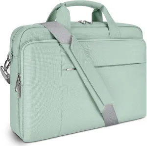 DOMISO 15.6 inch Laptop Bag Business Briefcase Water-resistant Notebook Messenger Shoulder Bag for 15.6" ASUS ZenBook Chromebook 15/HP Pavilion 15 Envy 15/Lenovo Ideapad ThinkPad,Sage Green
