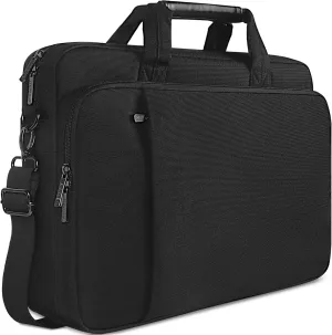DOMISO 17 Inch Multi-Functional Business Laptop Briefcase Water-Repellent Messenger Shoulder Bag Travel Bag Compatible with 17"-17.3" Notebooks/Dell/Acer/HP/MSI/ASUS, Black