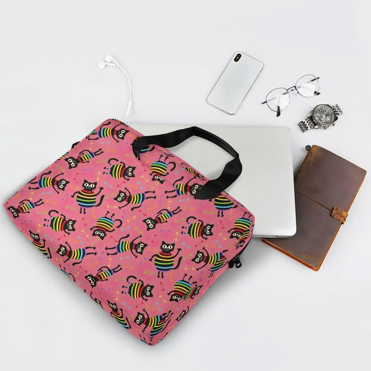 Doodle Flamingo Blue 15.6 Inch Laptop Bag Computer Briefcase Office Travel Business