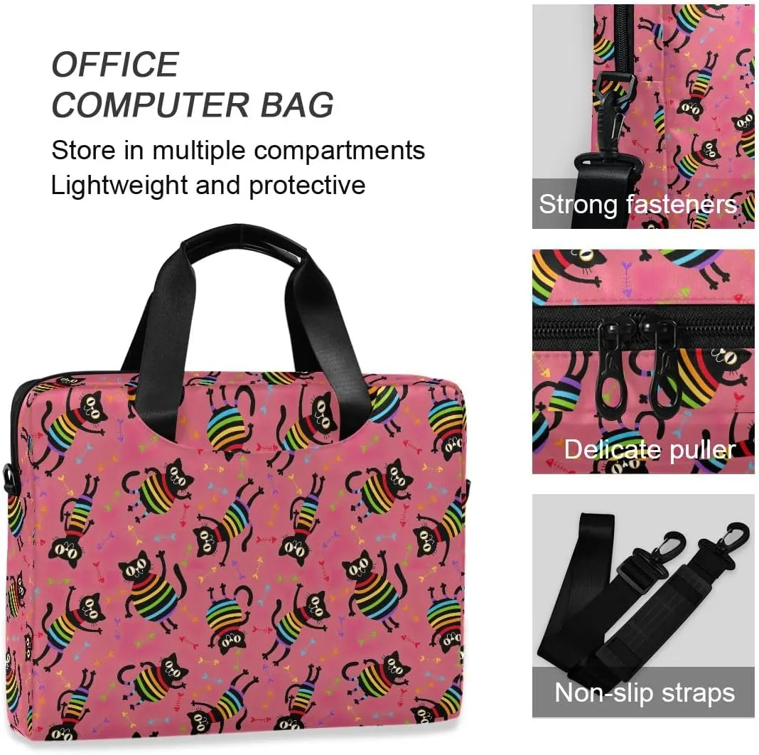 Doodle Flamingo Blue 15.6 Inch Laptop Bag Computer Briefcase Office Travel Business