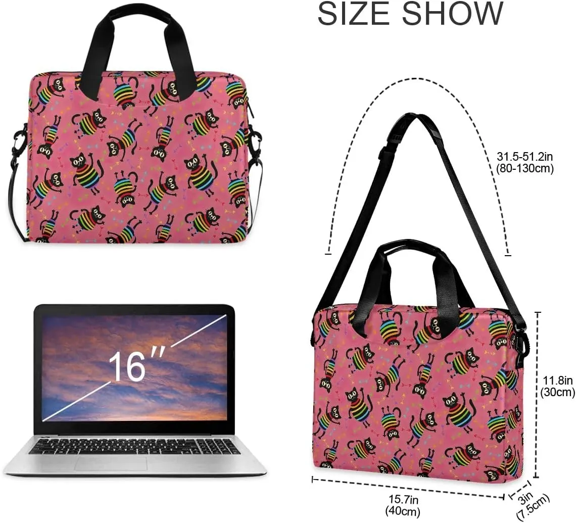 Doodle Flamingo Blue 15.6 Inch Laptop Bag Computer Briefcase Office Travel Business