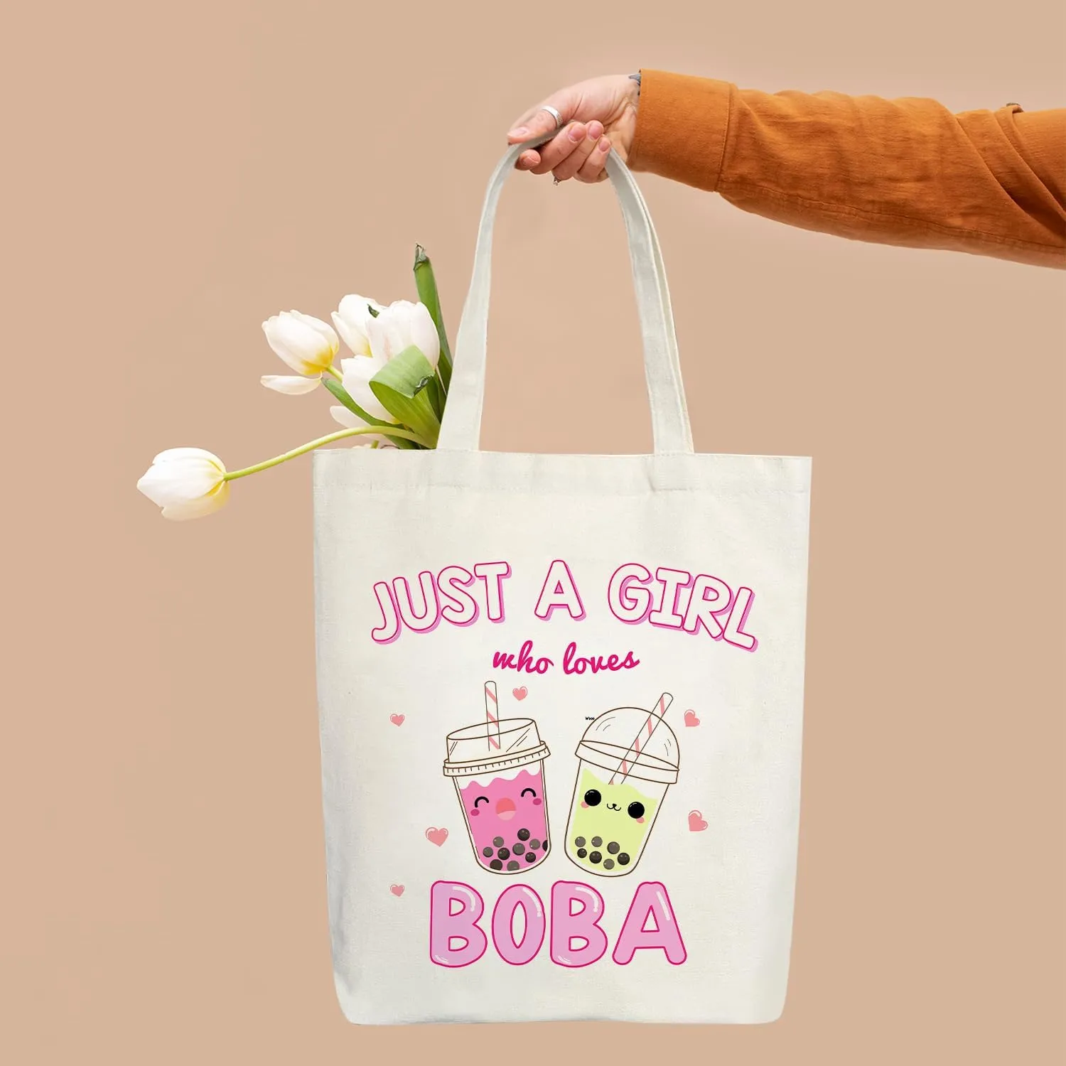 Doreen's Boutique Canvas Tote Bag Gift for Women, Tea Lover Gifts for Women Female, Tote Bag Shopping Reusable Grocery Beach Shoulder Bag /A09