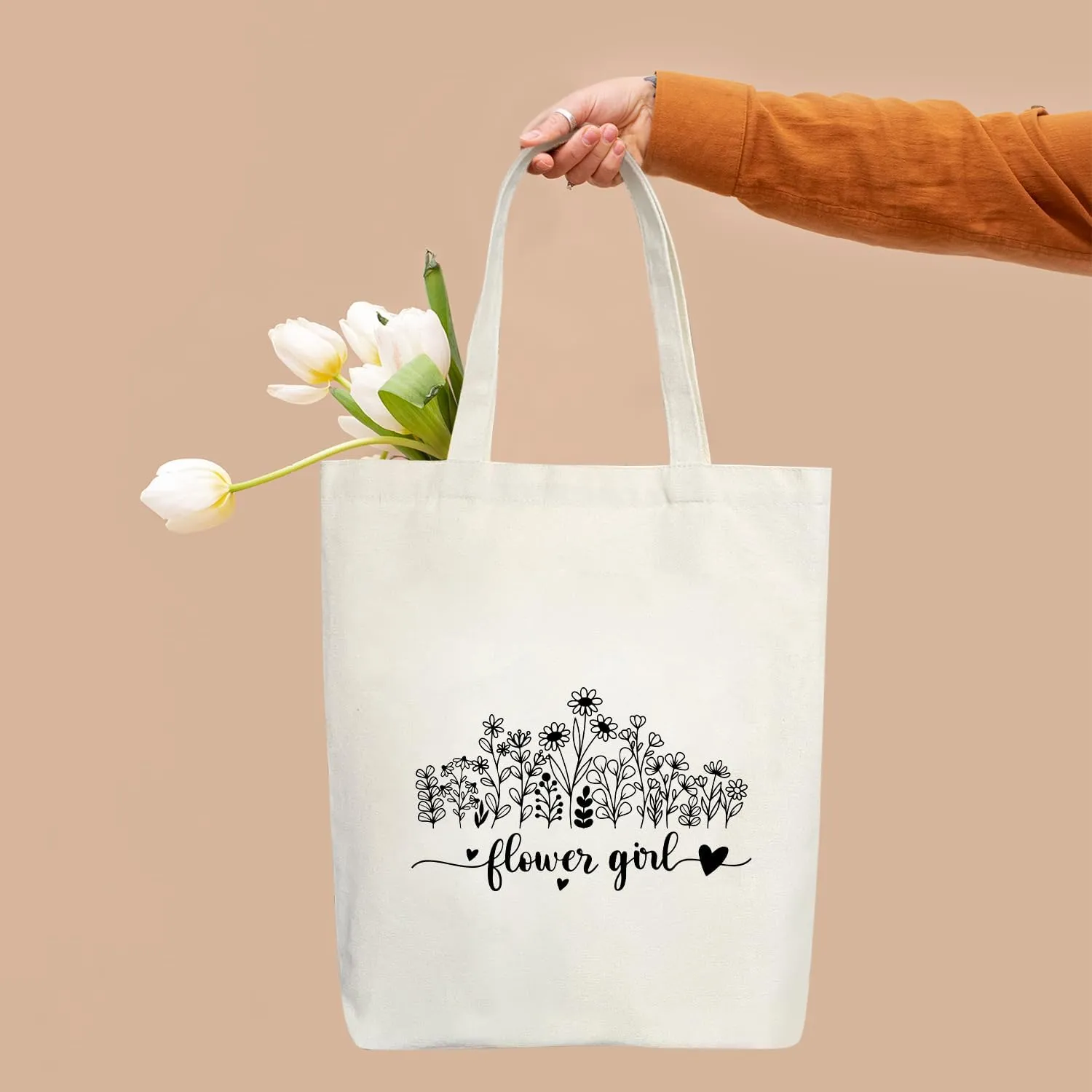 Doreen's Boutique Floral Tote Bag Aesthetic, Flower Tote Bags for Women, Cute Wildflower Botanical Tote Bag Gift, Book Handbag, Shopping Reusable Grocery Beach Shoulder Bag /A43