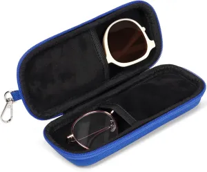 Double Eyeglasses Case Hard Shell Dual Sunglasses Organizer with Zipper Closure Travel Eyewear Storage for Vehicle