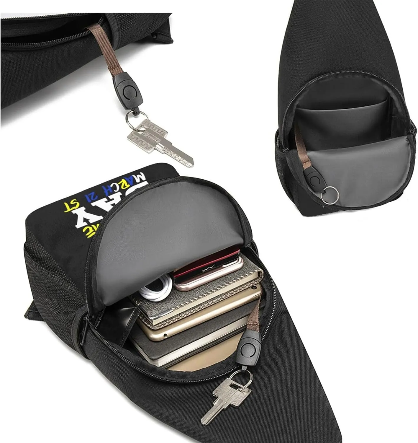 Down Syndrome Awareness Trisomy 21 Crossbody Bags Adjustable Leisure Travel Crossbody Shoulder Bag Unisex