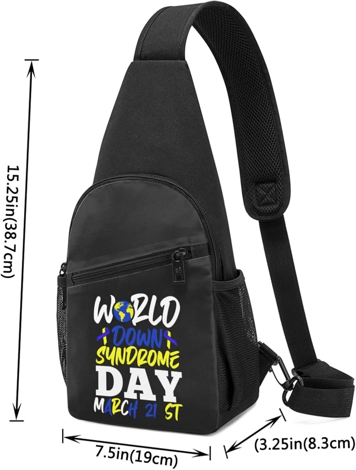 Down Syndrome Awareness Trisomy 21 Crossbody Bags Adjustable Leisure Travel Crossbody Shoulder Bag Unisex