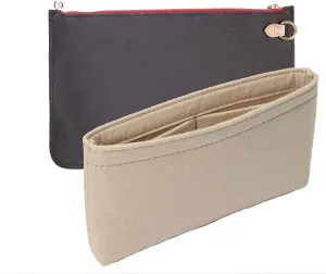 Doxo Purse Organizer Insert for Handbag & Fit Nererfull MM/GM Zipped Pochette Clutch,Tote Bag Conversion Kit for Neverfull Pouch, Turn Your Bag Into A Crossbody(Beige,7.7" x 4.5" x 0.6")