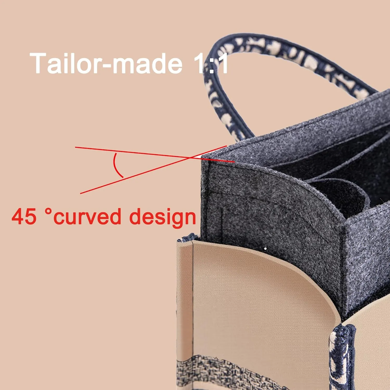 Doxo Purse Organizer Insert for Handbags, Felt Purse Organizer for Purse with 2 Sizes, Tote Bag Insert Compatible with D Large Book Tote Bags & Lv Onthego GM and More (Grey-XL)