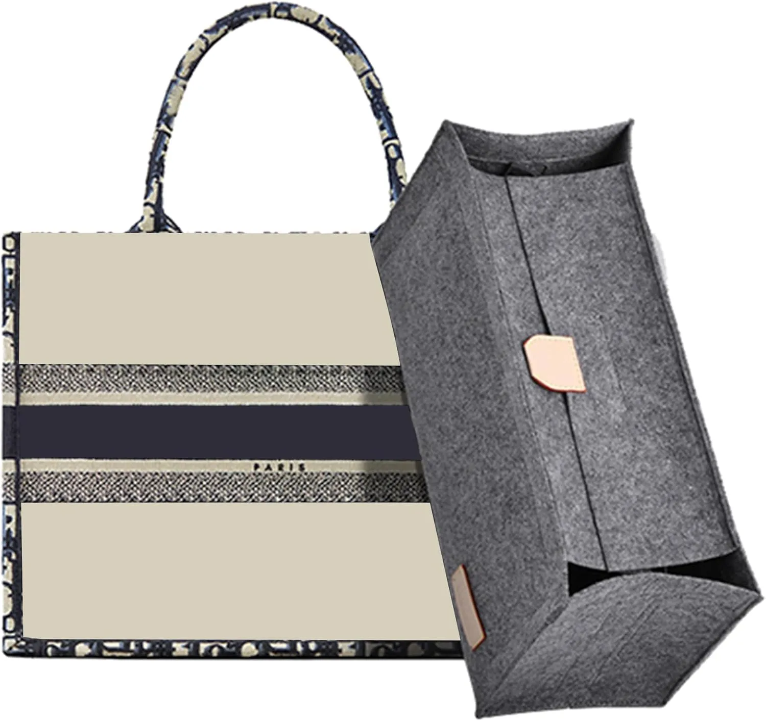 Doxo Purse Organizer Insert for Handbags, Felt Purse Organizer for Purse with 2 Sizes, Tote Bag Insert Compatible with D Large Book Tote Bags & Lv Onthego GM and More (Grey-XL)