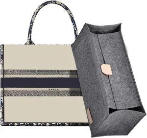 Doxo Purse Organizer Insert for Handbags, Felt Purse Organizer for Purse with 2 Sizes, Tote Bag Insert Compatible with D Large Book Tote Bags & Lv Onthego GM and More (Grey-XL)