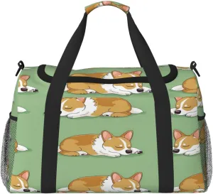 Duffle Bag Cute Sleepy Dog Puppy Travel Duffel Bags for Men Women with Adjustable Strap Carry on Gym Bag Overnight Weekender Bag