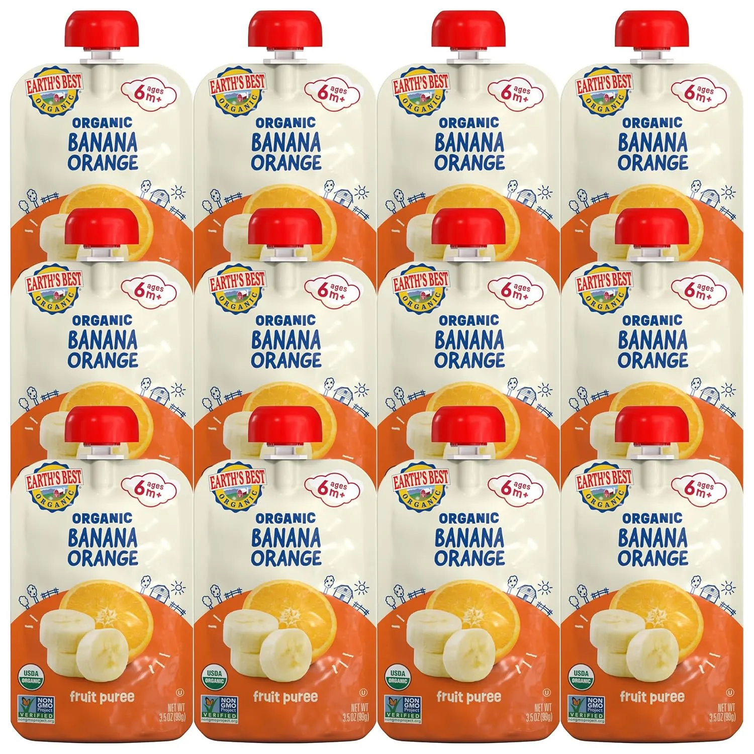 Earth's Best Organic Banana Orange Pouch, 3.5 oz (Pack of 12)