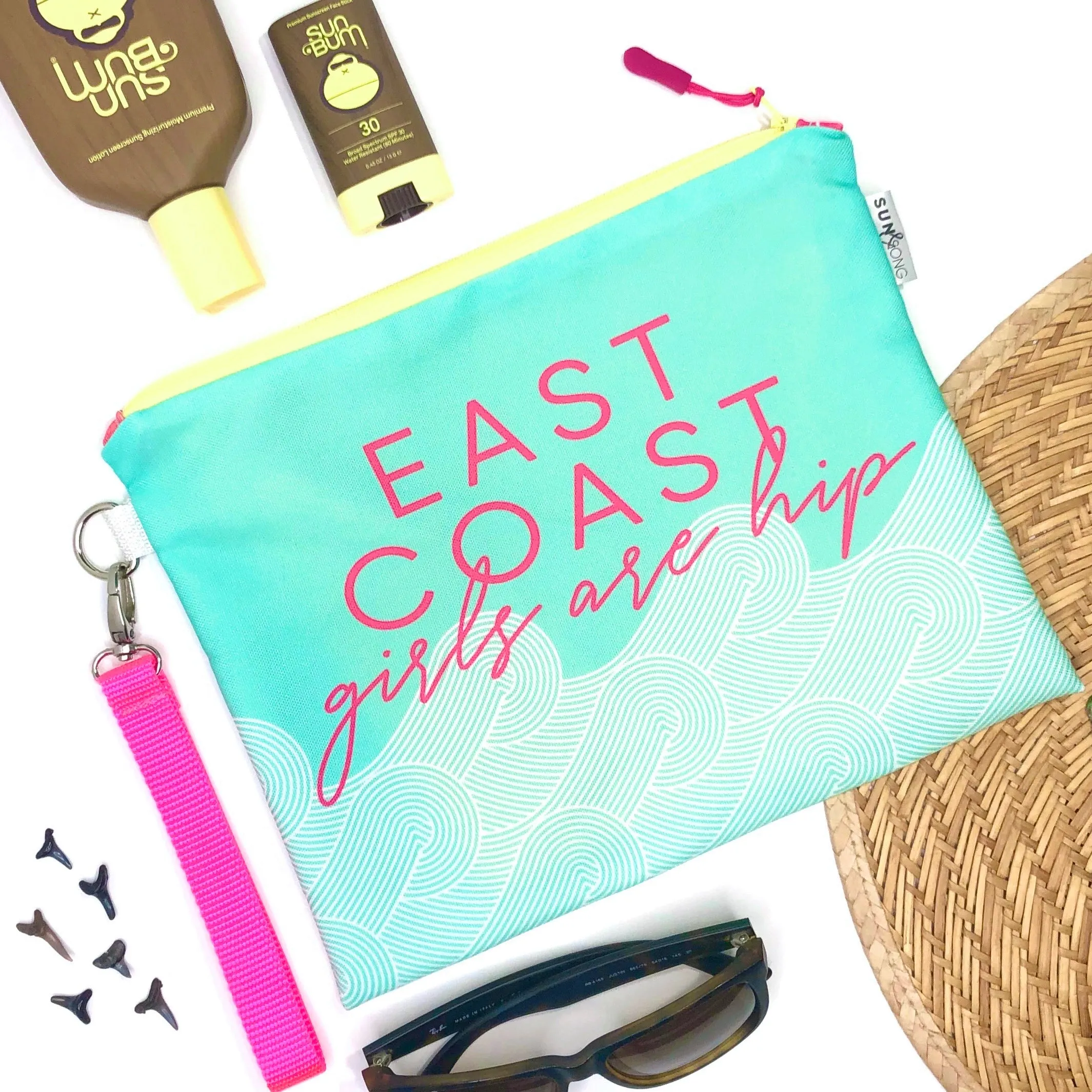 East Coast Girls in Blue   Pink, Water-Resistant Wet Bag