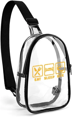 Eat Sleep Kite Repeat Cute Crossbody Sling Bag Unisex Transparent Chest Bag Adjustable Strap Shoulder Bag